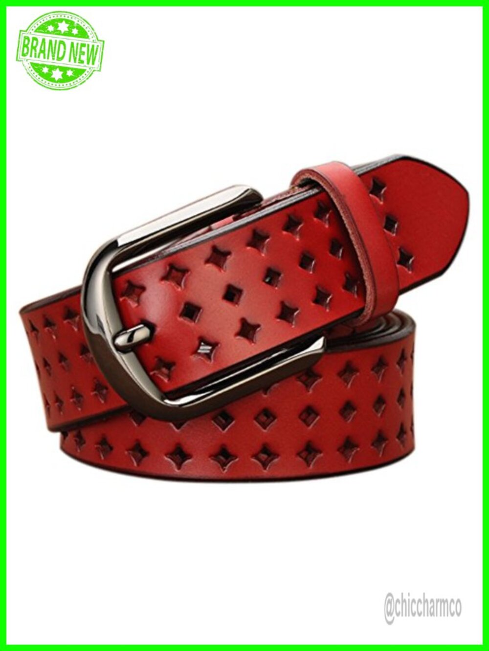 Hollow Leather Belt Women Soft Genuine Leather Pin Buckle